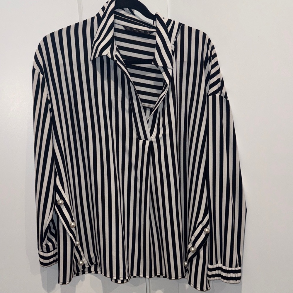 Zara Monochrome Striped Top
